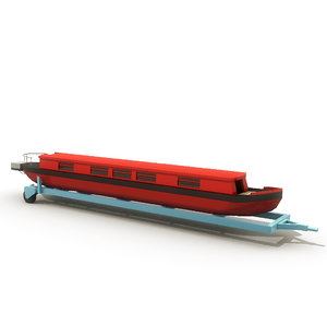 3d model canal boat trailer