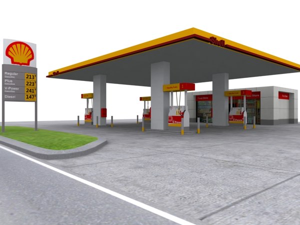 Max shell. Shell Gas Station. Gas Station 3d model.