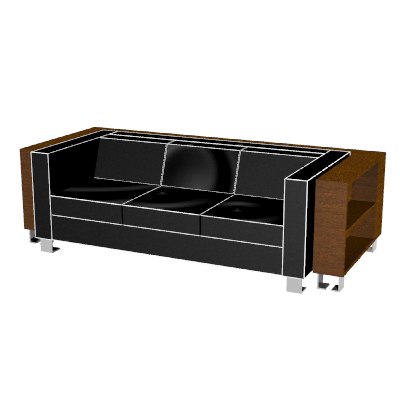 Rhino Leather Sofa Wrap Around Bookshelf