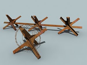anti-tank barrier barbed wire 3d model