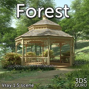 forest gazebo tree 3d model