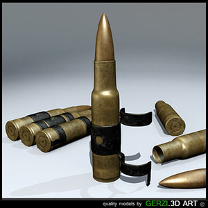 cartridge bullet 7 62x51 3d max