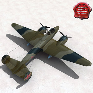 petlyakov pe-2 bomber 3d model