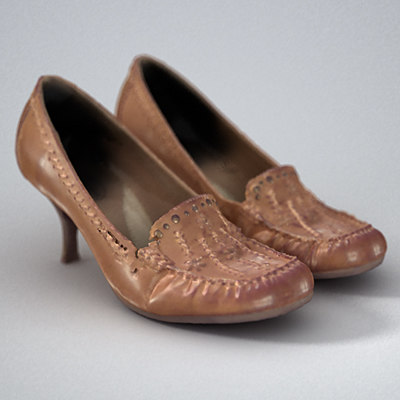 brown leather shoes women 3d model