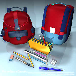 backpack school tools 3d model