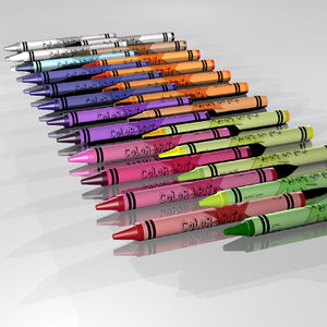 3d 24 crayons colored model