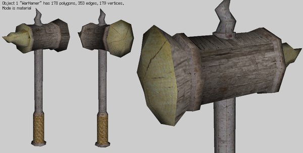 3d medieval war hamer mace model