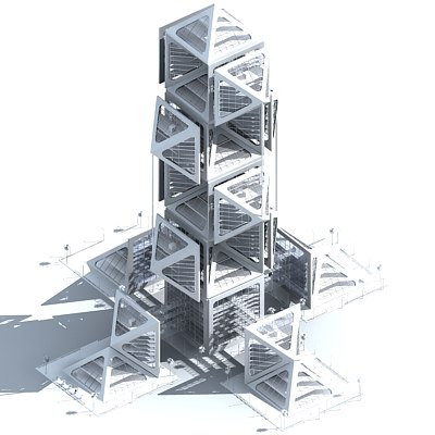 futuristic skyscraper 3d model