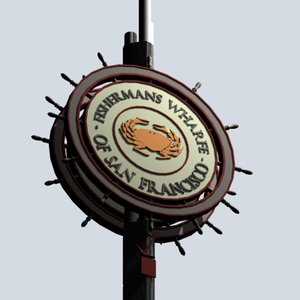 3ds max fishermans wharfe sign