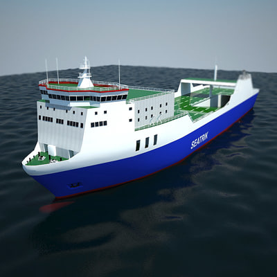 ro-ro container ship cargo 3d model