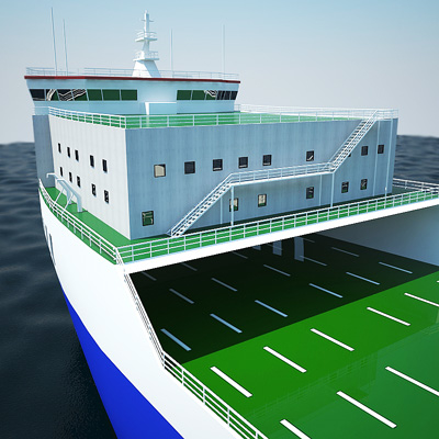 ro-ro container ship cargo 3d model