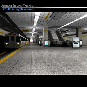 3d subway station train