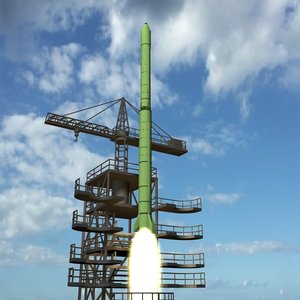 north taepo-dong-1 rocket satellite 3d model