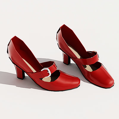 red heels shoes 3d 3ds