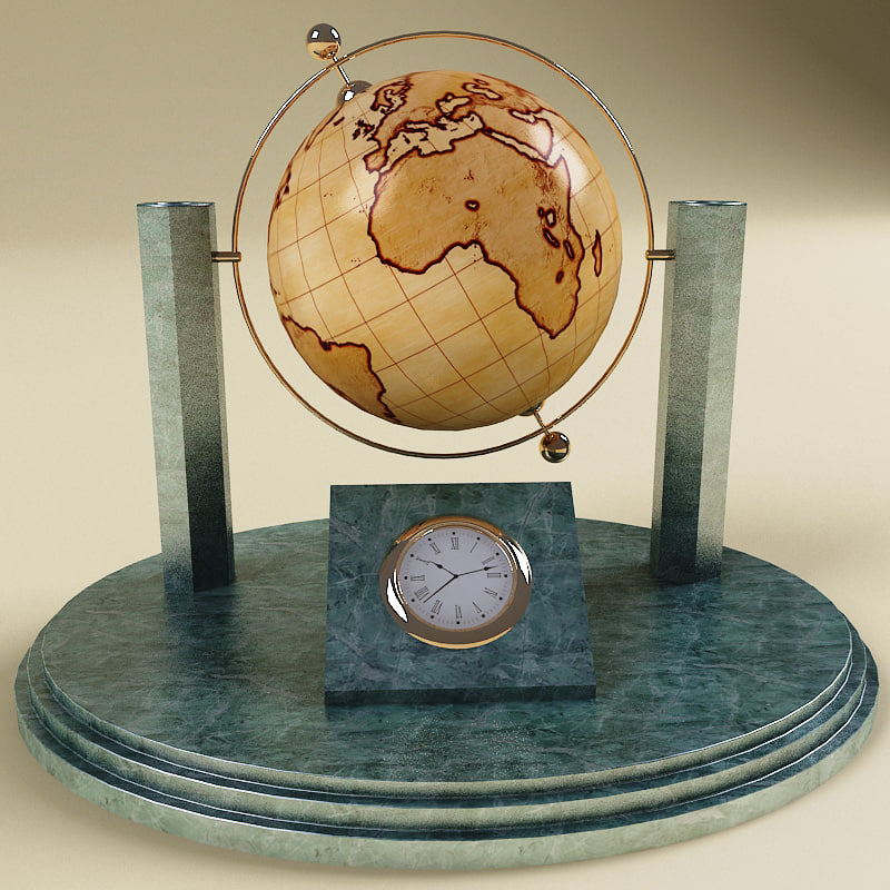 3d 3ds desk globe clock