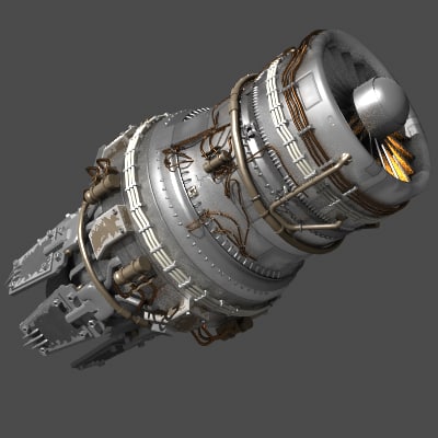 sci fi jet engine 3d obj