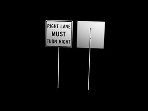 3d model turn right sign