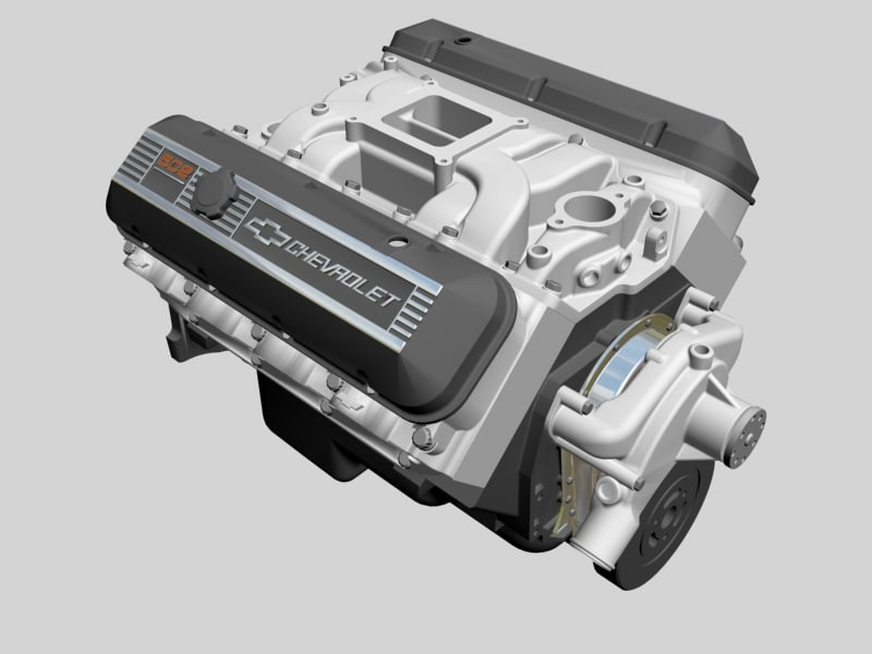 chevrolet big block v8 engine 3d dxf