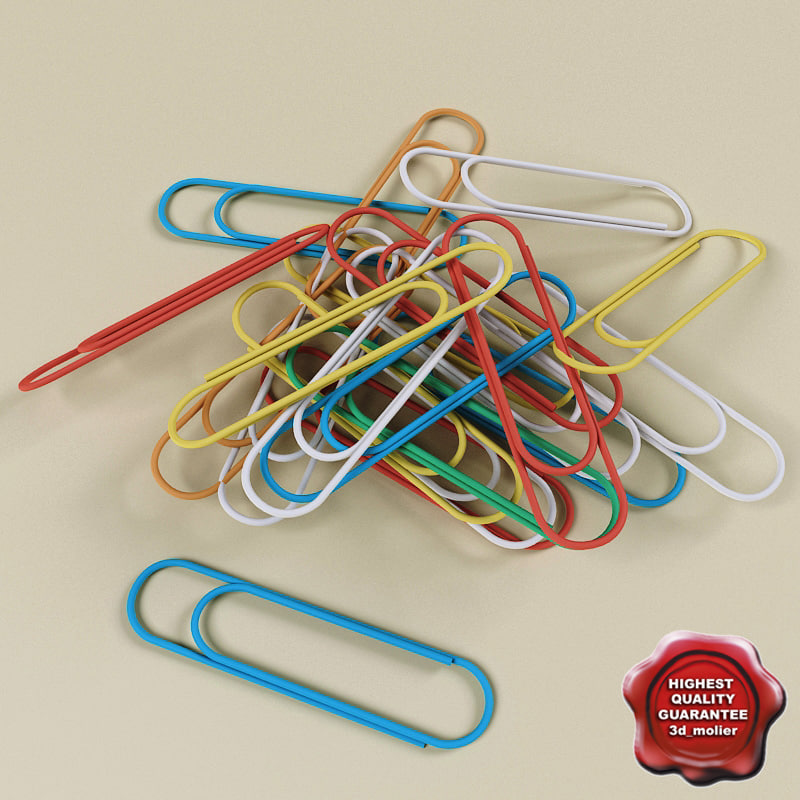 colored paperclips 3d model