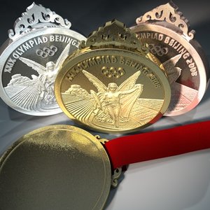 gold silver medals olympic 3d c4d