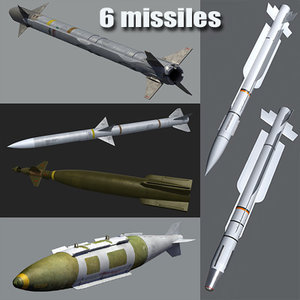 3d model aim-120 6 missiles