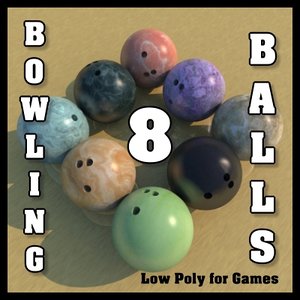 3d model 8 bowling balls polygons