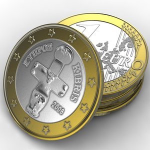 3d model coin 1 euro cyprus