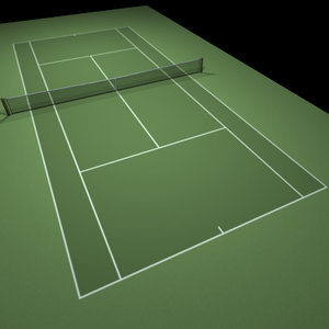 3d green tennis hard court model