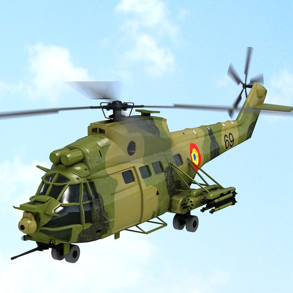 iar 330 puma helicopter 3d model
