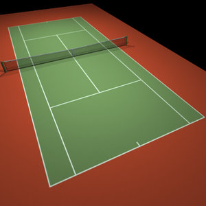 3d model red tennis hard court