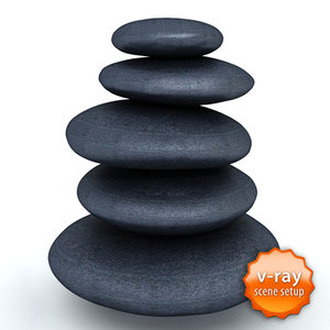 3d black massage stones