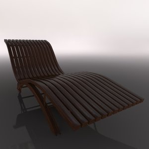 wooden lounger chaise 3d model