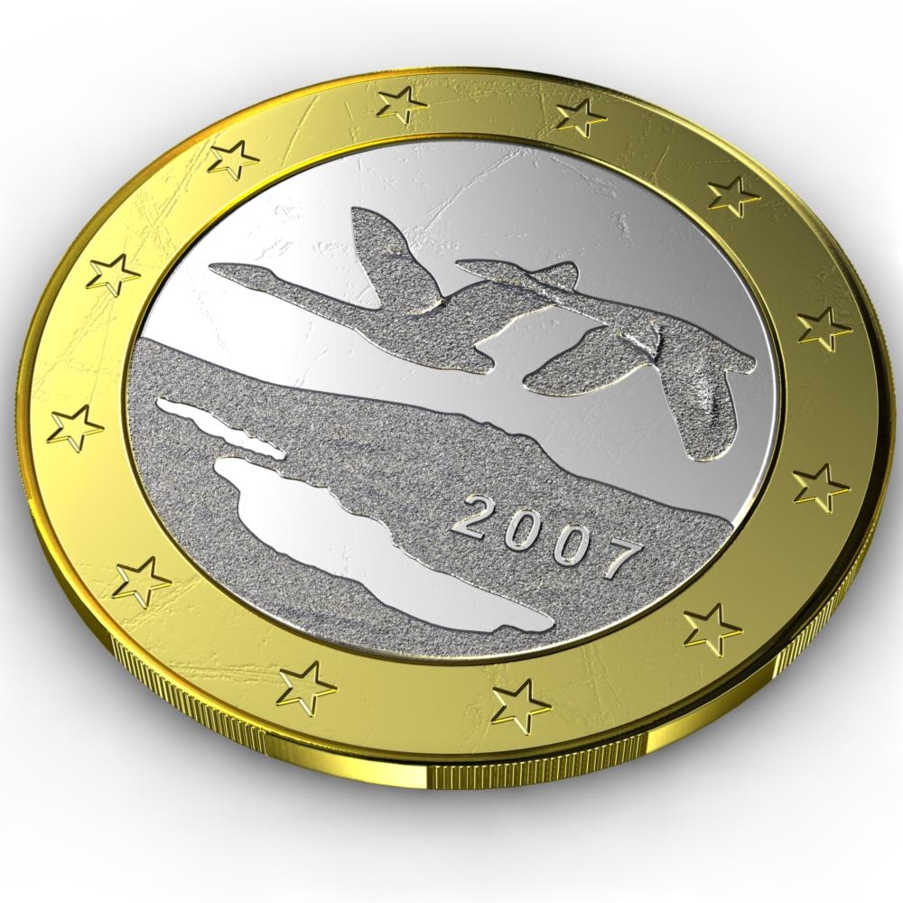 3d coin 1 euro finland