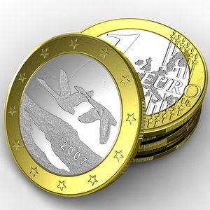 3d coin 1 euro finland