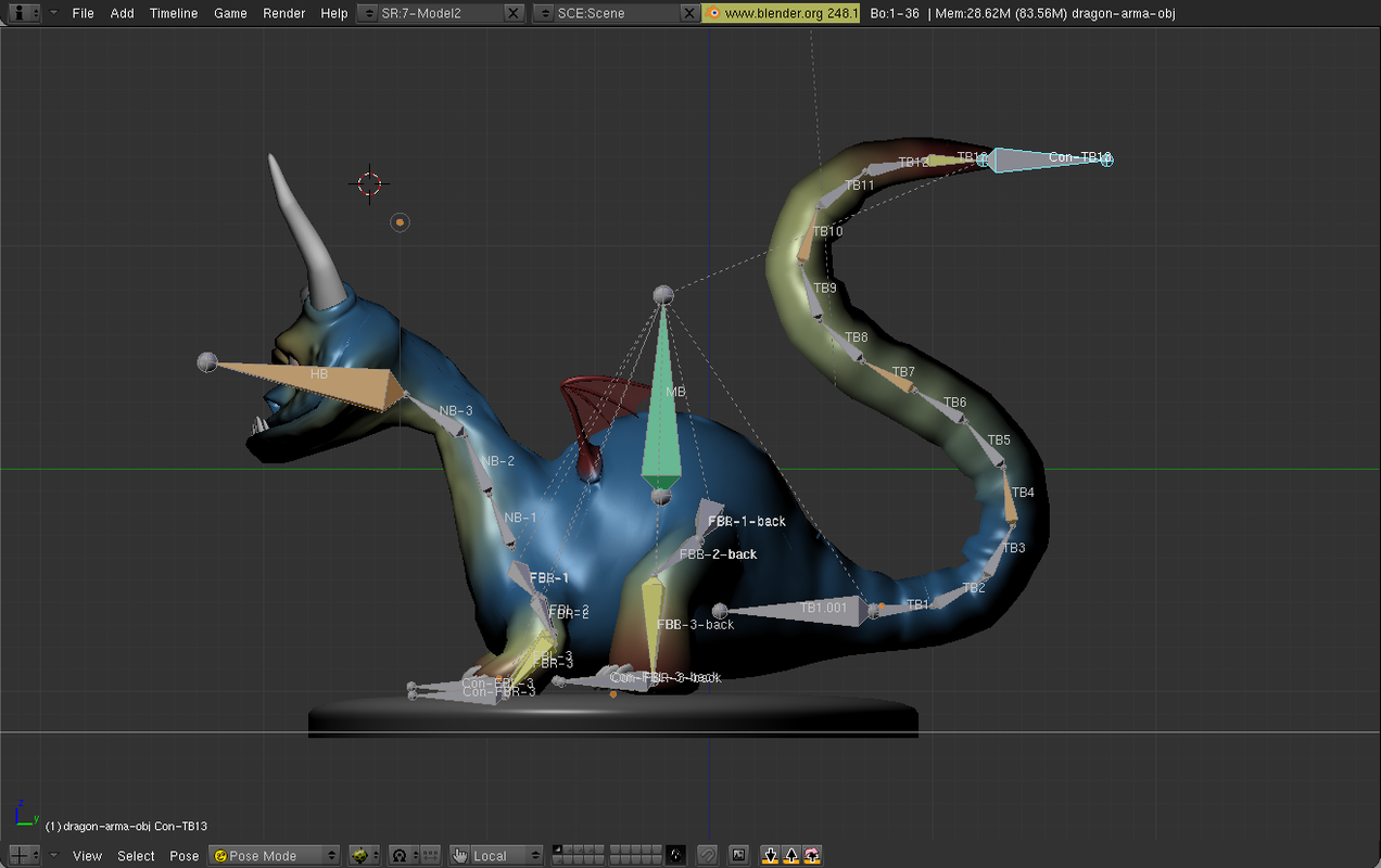 free dragon blender rigged 3d model