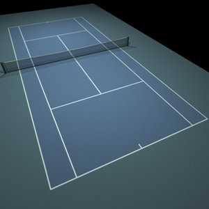 blue tennis hard court 3d model