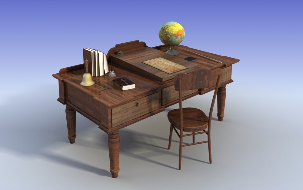 Old Teacher Desk 3dmodel 3d Model