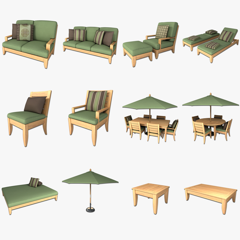 patio furniture set 1 3d model