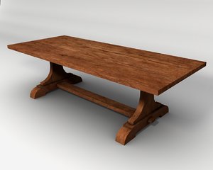 trestle table wood 3d 3ds