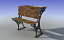 old student wood bench 3d model