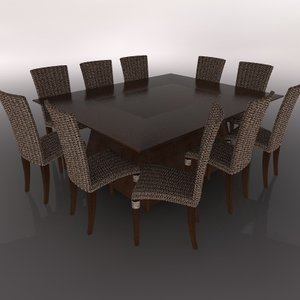 3d model of dining table chair