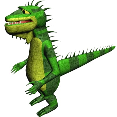 3ds max cartoon iguana character biped