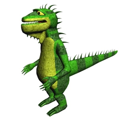 3ds max cartoon iguana character biped