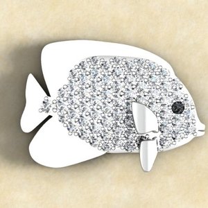 rhino paved fish jewelry pendant