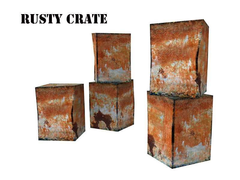 3d rusty crate model