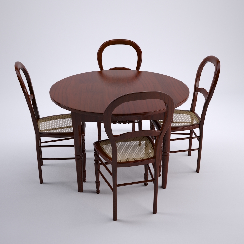 max antique wood table chairs