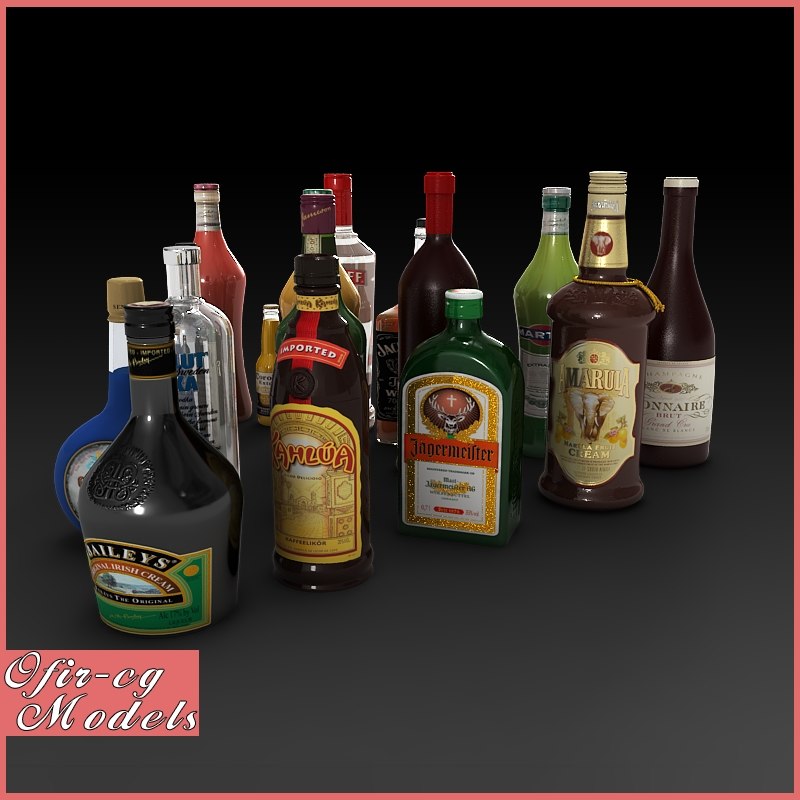 liquer bottles 3d model