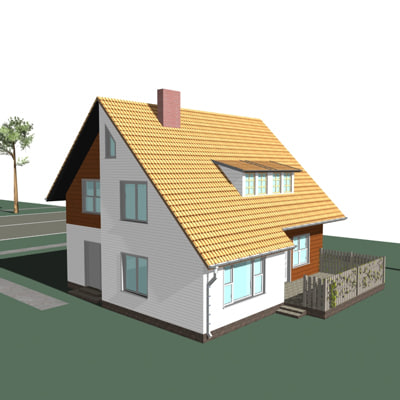 3d neighborhood 2 houses model