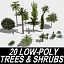 3ds max 20 low-poly trees shrubs