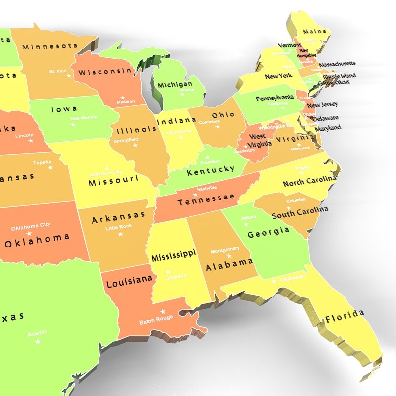 usa states capitals 3d max